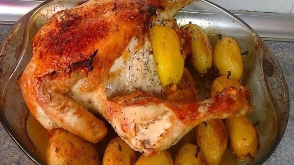 POLLO AL HORNO RELLENO receta