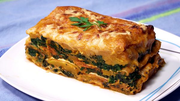 LASAÑA DE CALABAZA Y ESPINACAS