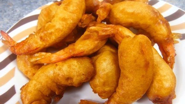 GAMBAS A LA GABARDINA receta